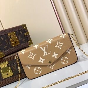 Louis Vuitton Tan & White Monogram Crossbody Wallet